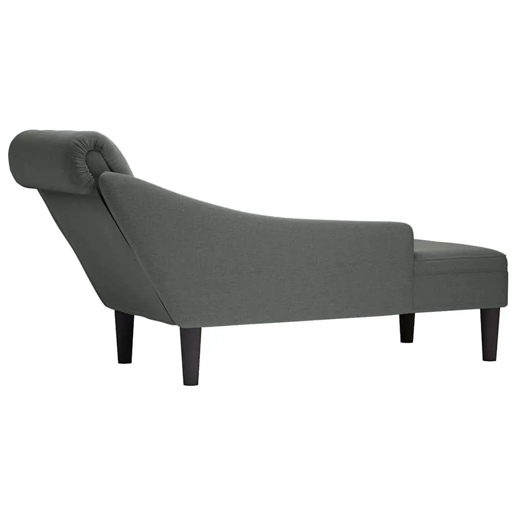 Grey Fabric Chaise Lounge Chair with Right Armrest