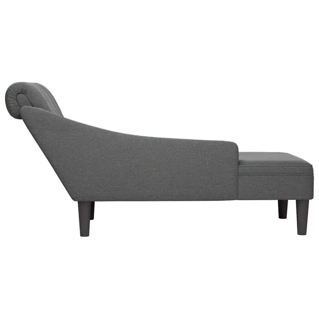Grey Fabric Chaise Lounge Chair with Right Armrest