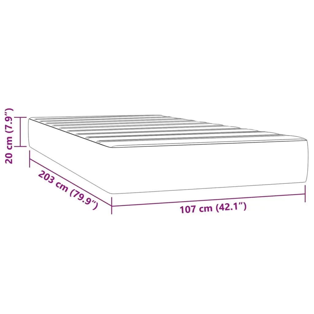 King Single Pocket Spring Mattress 106x203 cm Black