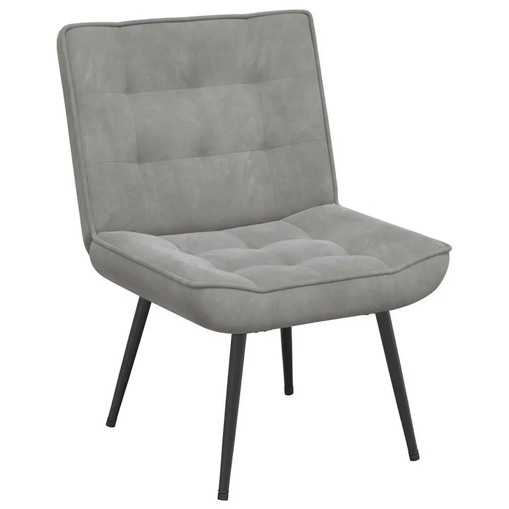 Relaxing Chair Grey Velvet Upholstered Lounge Seat Backrest