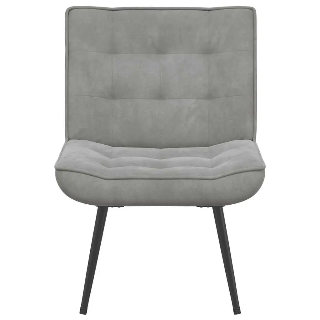 Relaxing Chair Grey Velvet Upholstered Lounge Seat Backrest