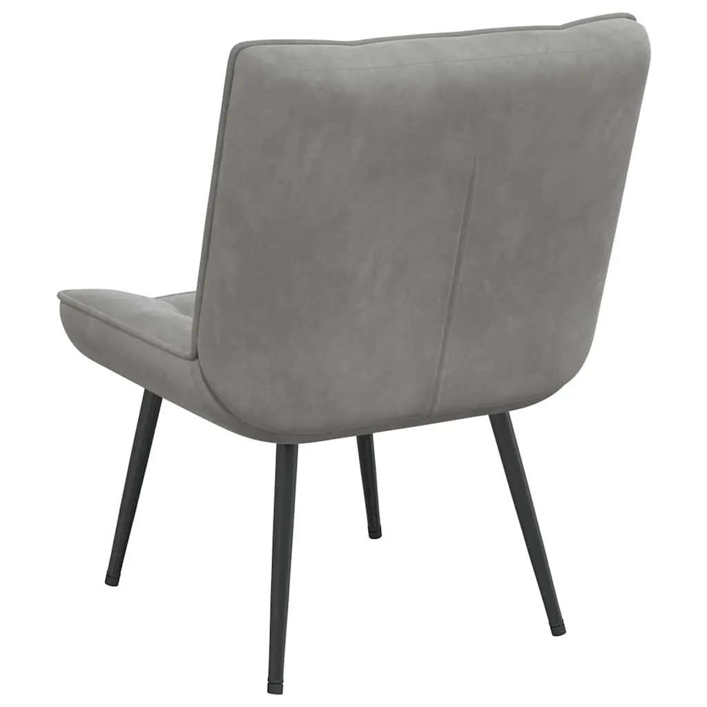 Relaxing Chair Grey Velvet Upholstered Lounge Seat Backrest