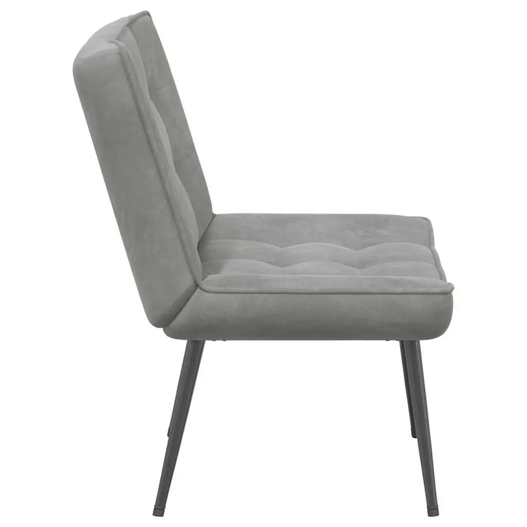 Relaxing Chair Grey Velvet Upholstered Lounge Seat Backrest