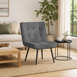 Cozy Grey Velvet Relaxing Chair with Footstool