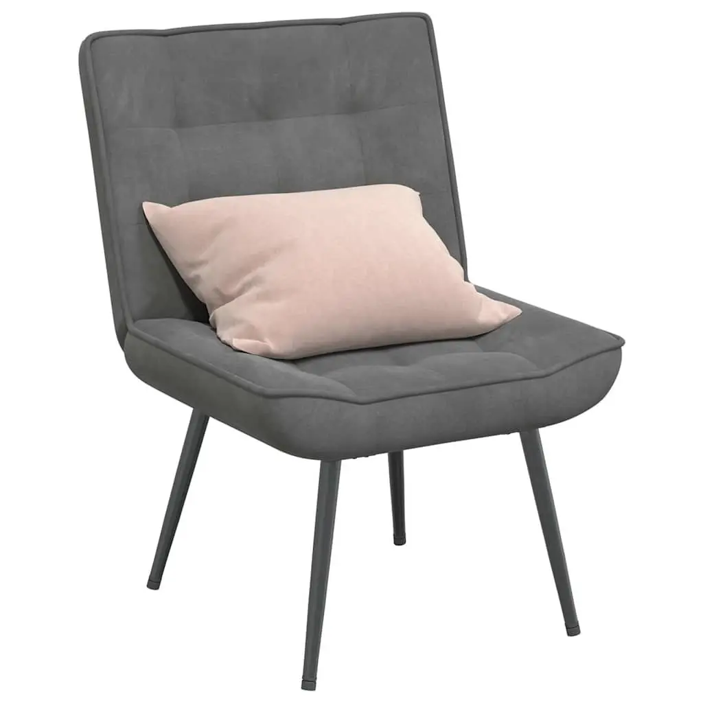 Grey Velvet Relaxing Chair with Footstool