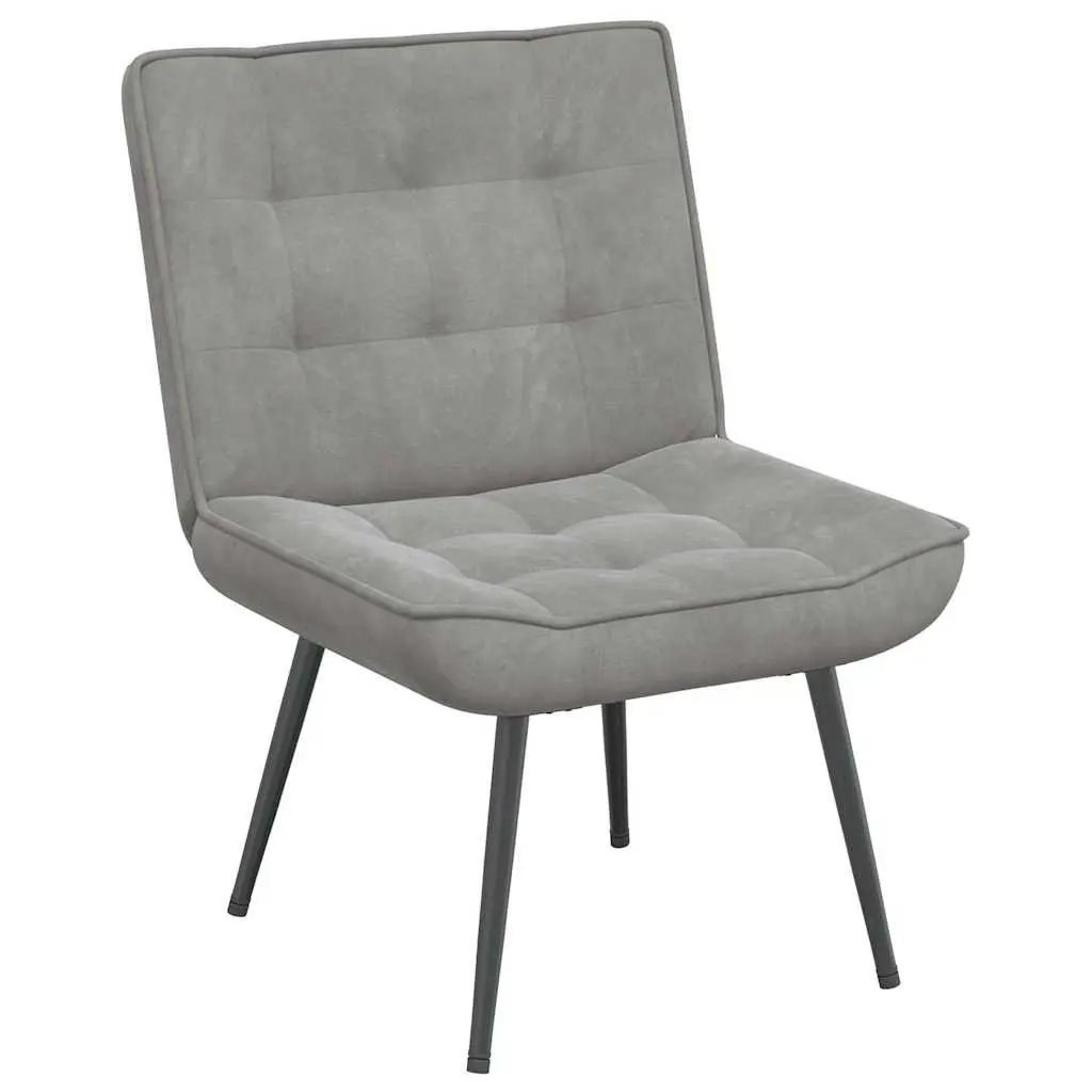 Velvet Upholstered Relaxing Chair with Footstool in Grey