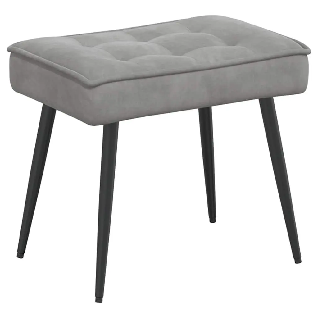 Velvet Upholstered Relaxing Chair with Footstool in Grey