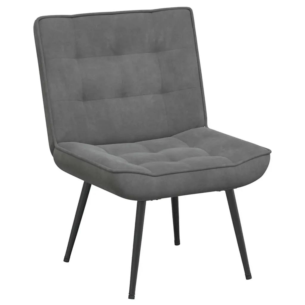 Relaxing Chair Grey Velvet Upholstery Lounge Seat with Integrated Footrest