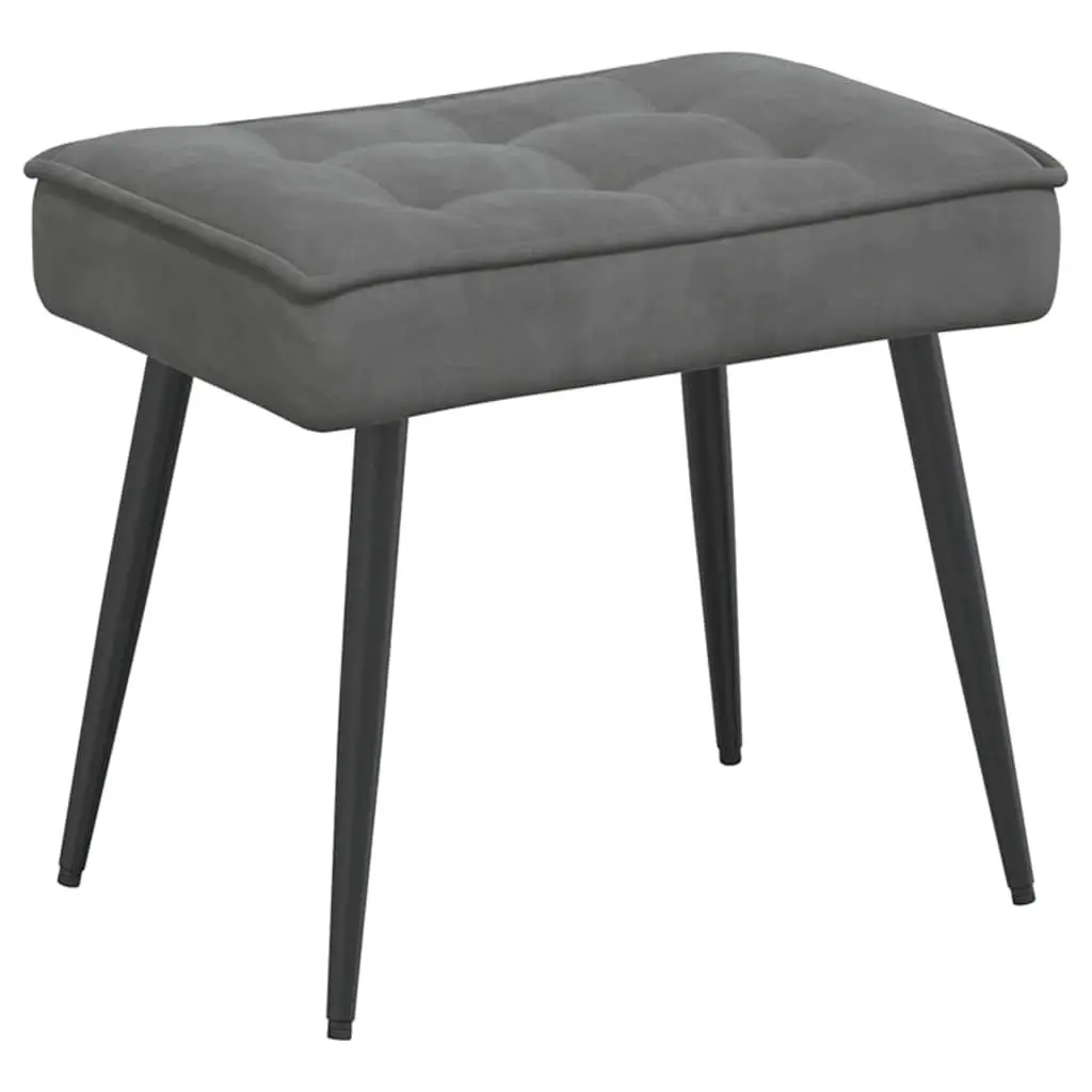 Relaxing Chair Grey Velvet Upholstery Lounge Seat with Integrated Footrest