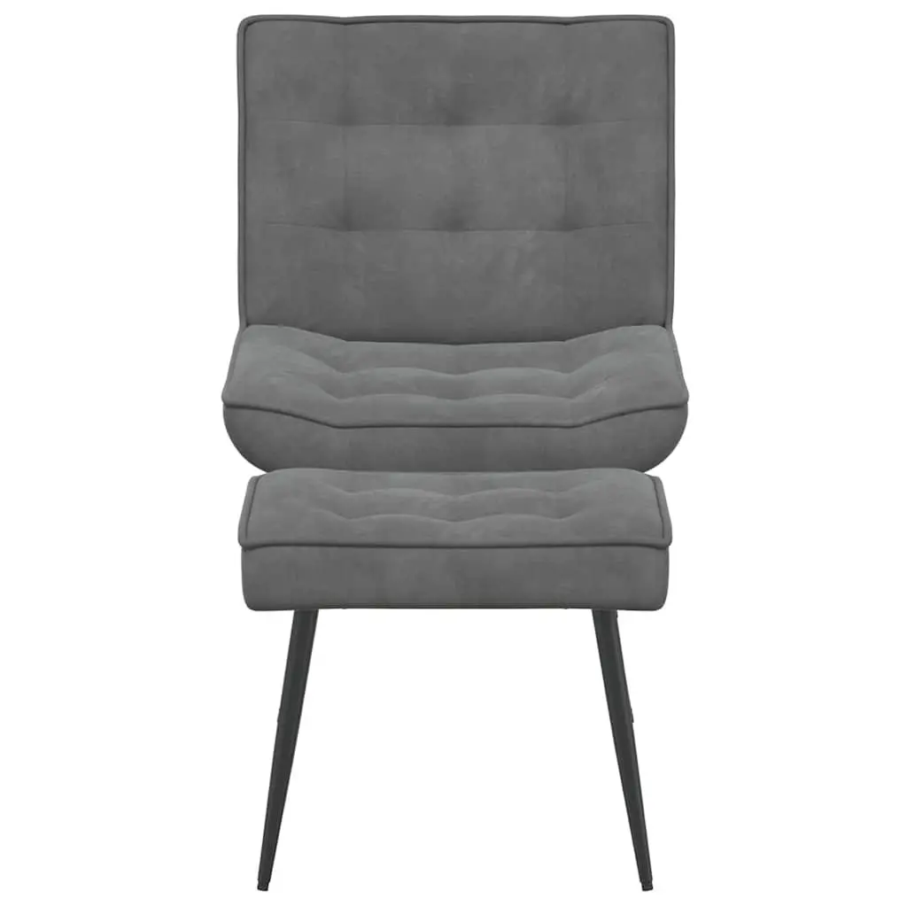Relaxing Chair Grey Velvet Upholstery Lounge Seat with Integrated Footrest
