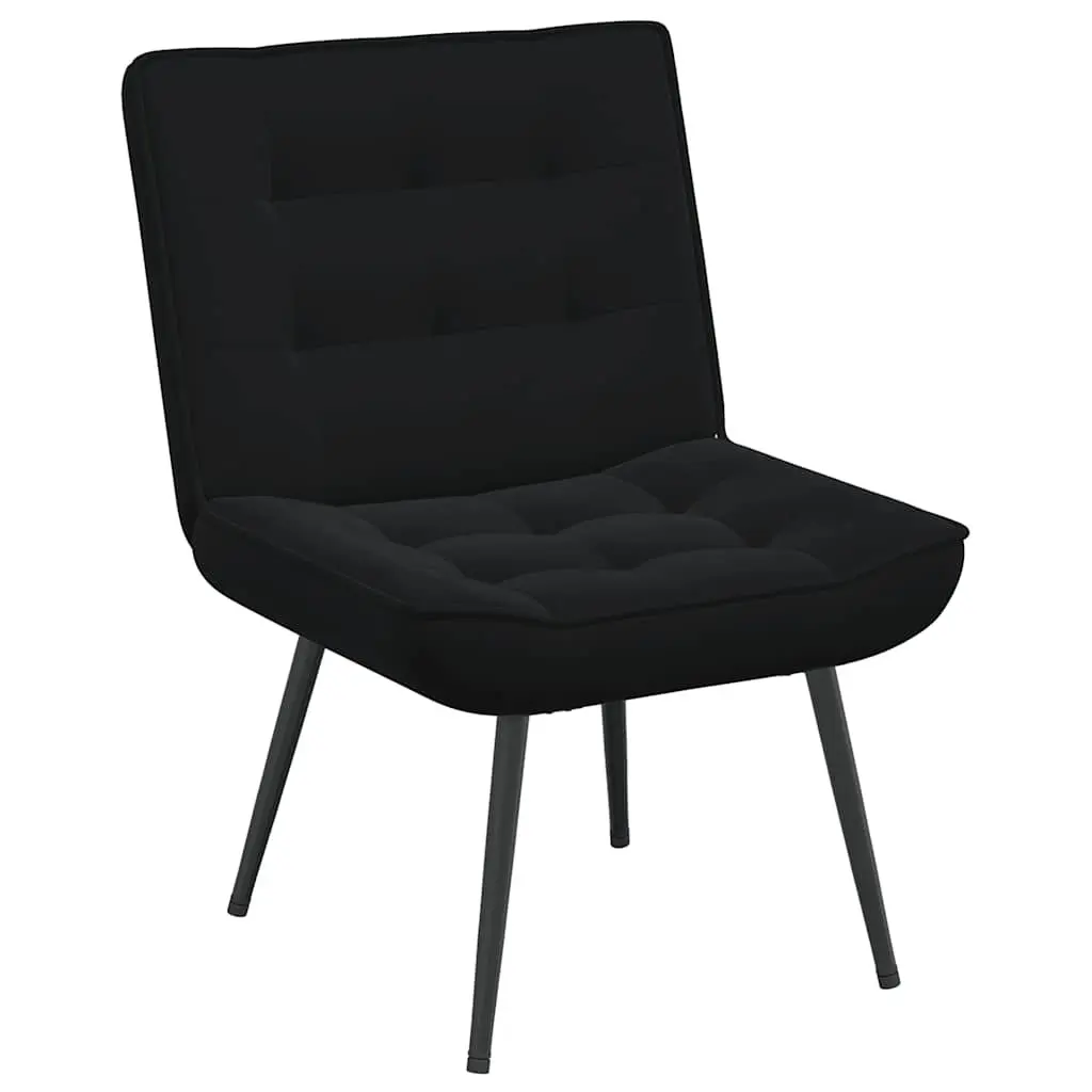 Relaxing Chair Black Velvet Upholstered Lounge Seat with Footrest