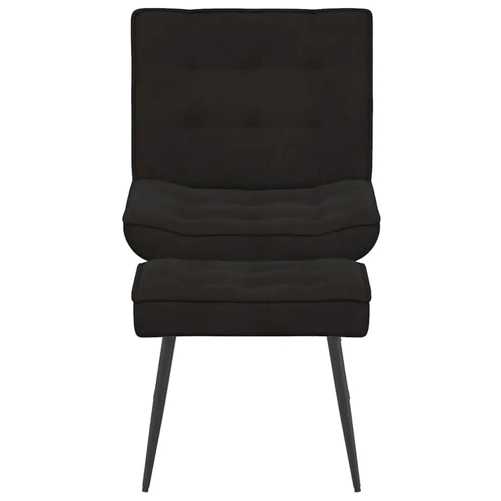 Relaxing Chair Black Velvet Upholstered Lounge Seat with Footrest