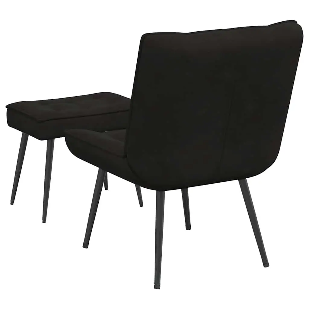 Relaxing Chair Black Velvet Upholstered Lounge Seat with Footrest