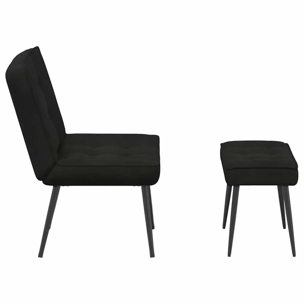 Relaxing Chair Black Velvet Upholstered Lounge Seat with Footrest