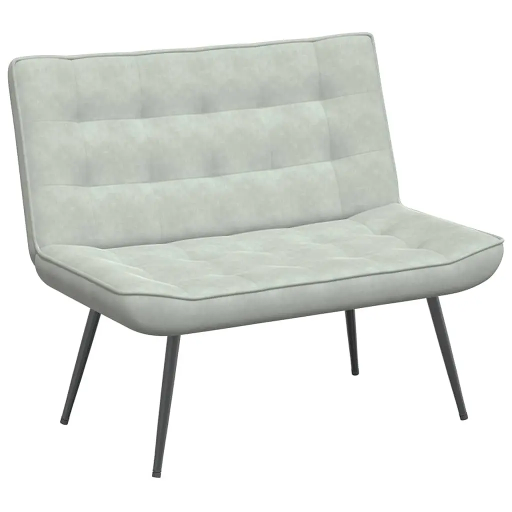 Bench Grey Velvet Upholstered 110cm Metal and Plywood Frame with Backrest