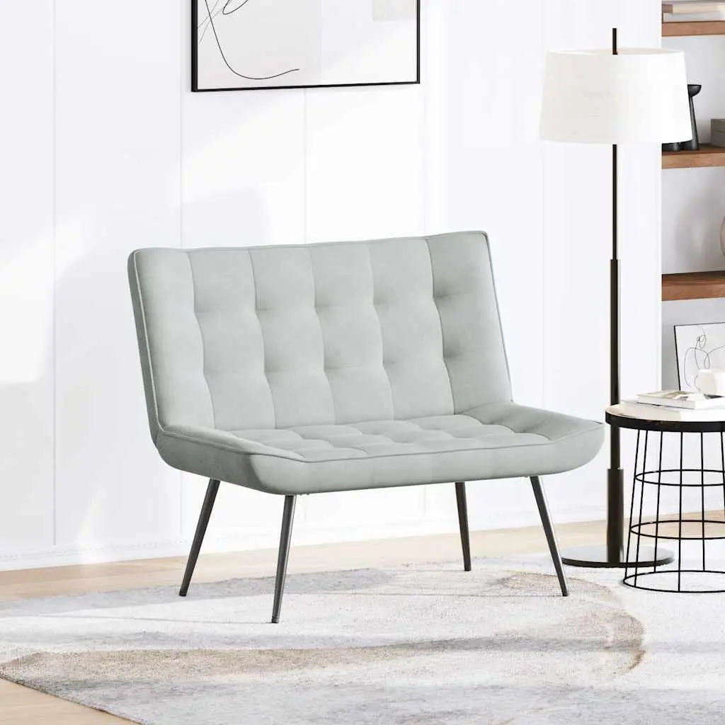 Bench Grey Velvet Upholstered 110cm Metal and Plywood Frame with Backrest