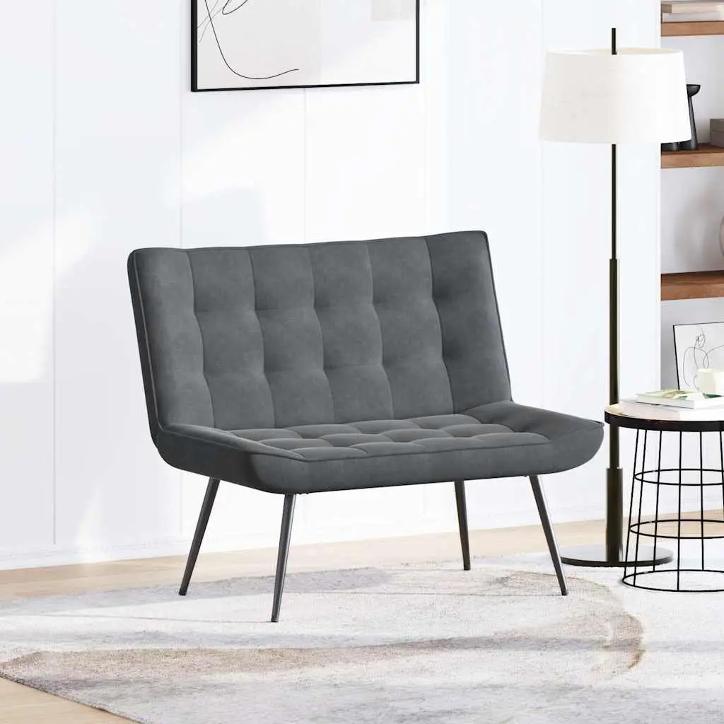 Grey Velvet Bench Seat Upholstered Indoor Living Room Furniture Backrest Support