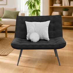 Black Velvet Bench with Backrest for Cozy Living Spaces