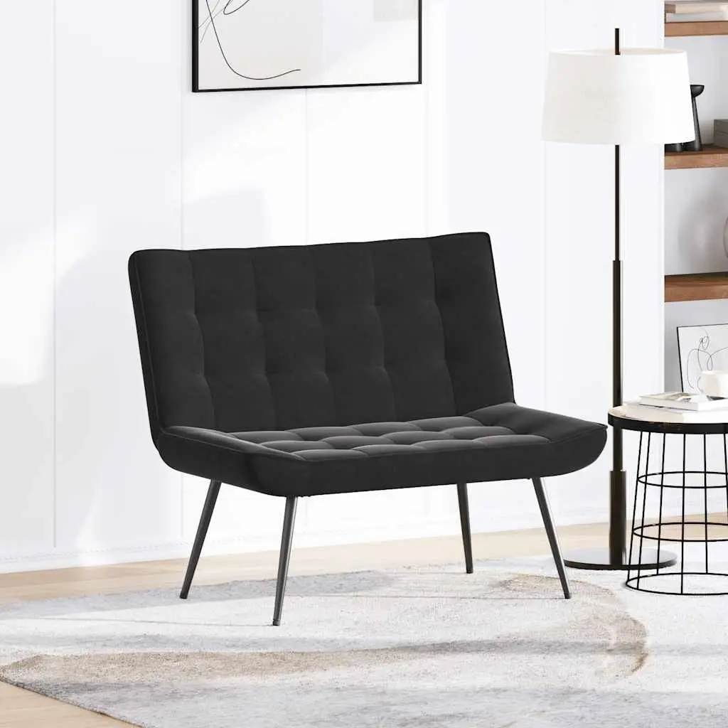 Black Velvet Bench with Backrest Comfortable Seating Furniture for Living Room