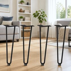 4-Piece Black Hairpin Legs Coffee Table Set