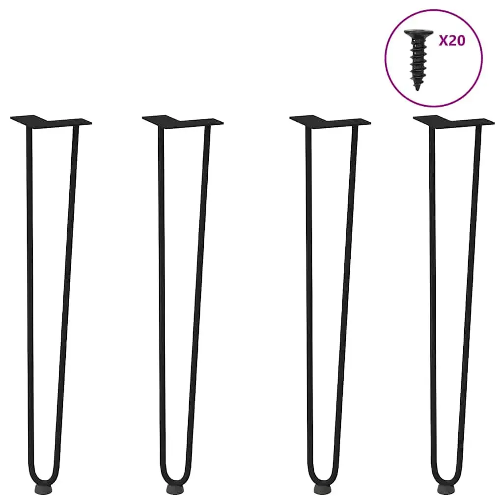 Hairpin Table Legs Black 72cm Steel 4pcs