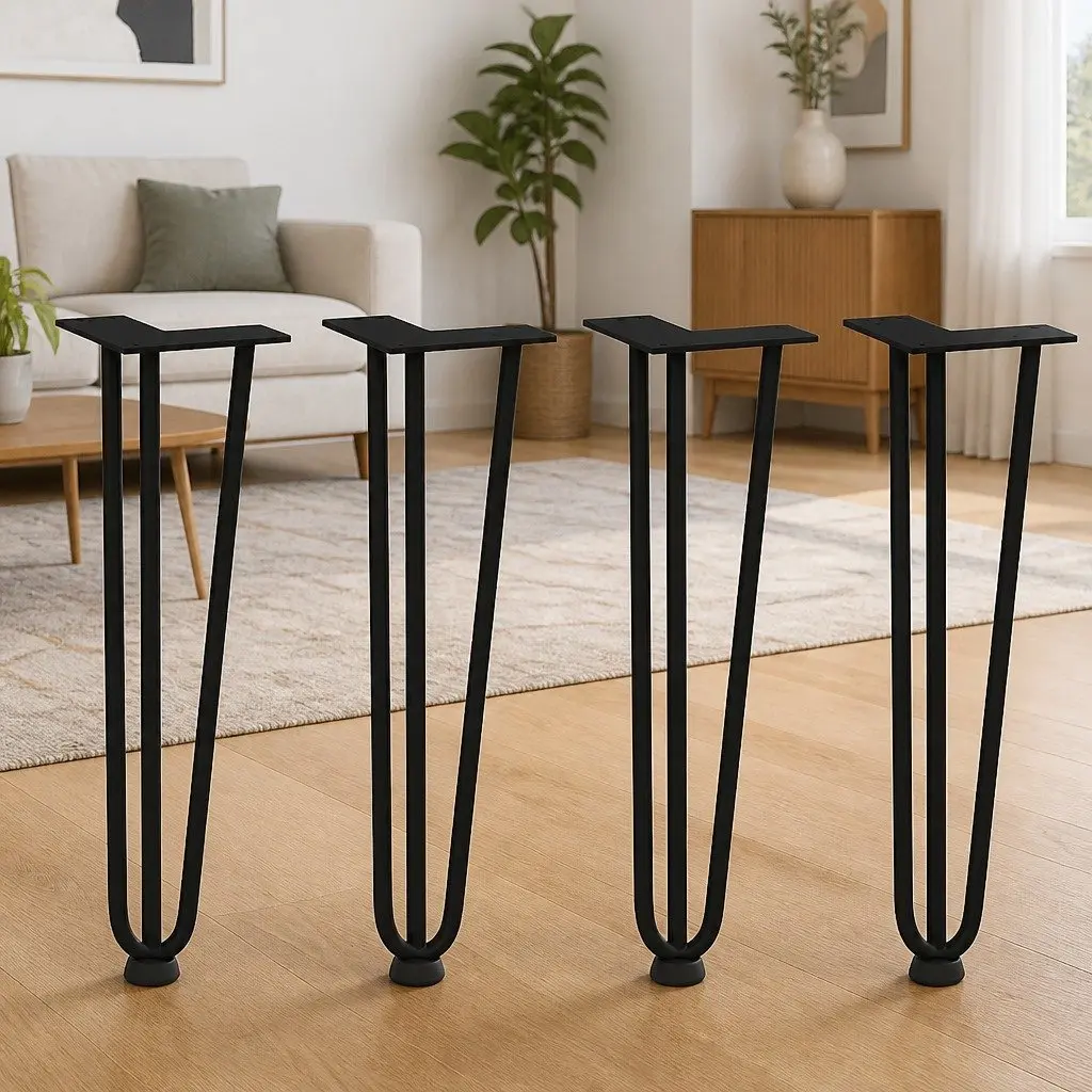 Hairpin Legs Coffee Table Set of 4 Black 42 cm Steel