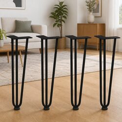 Hairpin Legs Coffee Table Set of 4 Black 42 cm Steel
