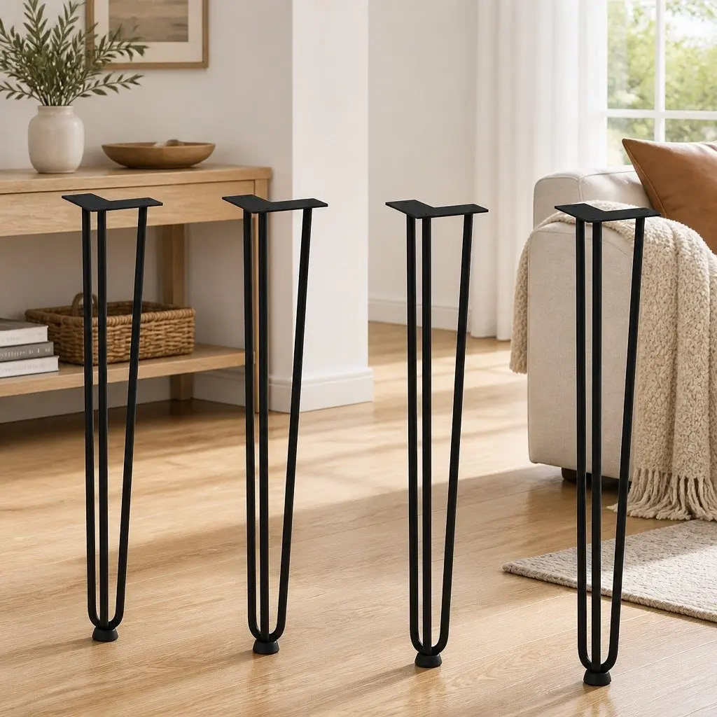 Hairpin Table Legs Black Steel 72cm Adjustable Set 4 Pcs