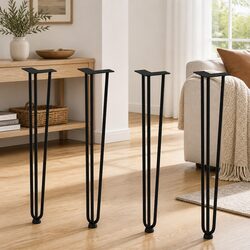 Elegant Black Steel Hairpin Table Legs Set of 4