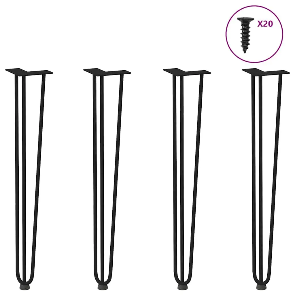 Hairpin Table Legs Black Steel 72cm Adjustable Set 4 Pcs