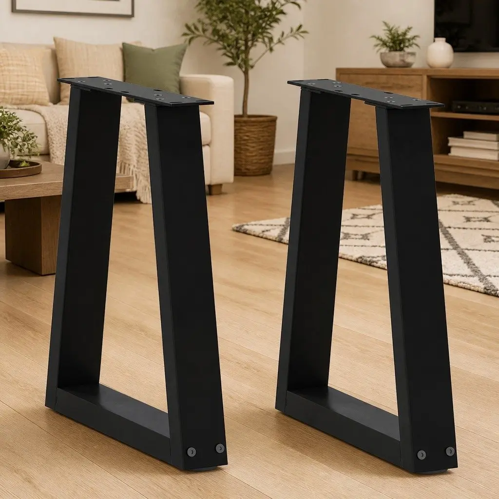 Coffee Table Legs V-Shape Black Steel 38x42-43.3cm