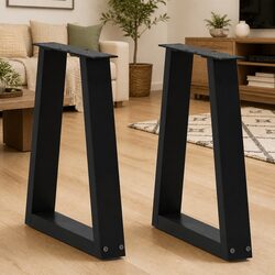 V-Shape Coffee Table Legs Pair in Black Steel