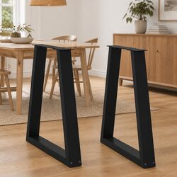 V-Shape Dining Table Legs - Black Steel, Adjustable