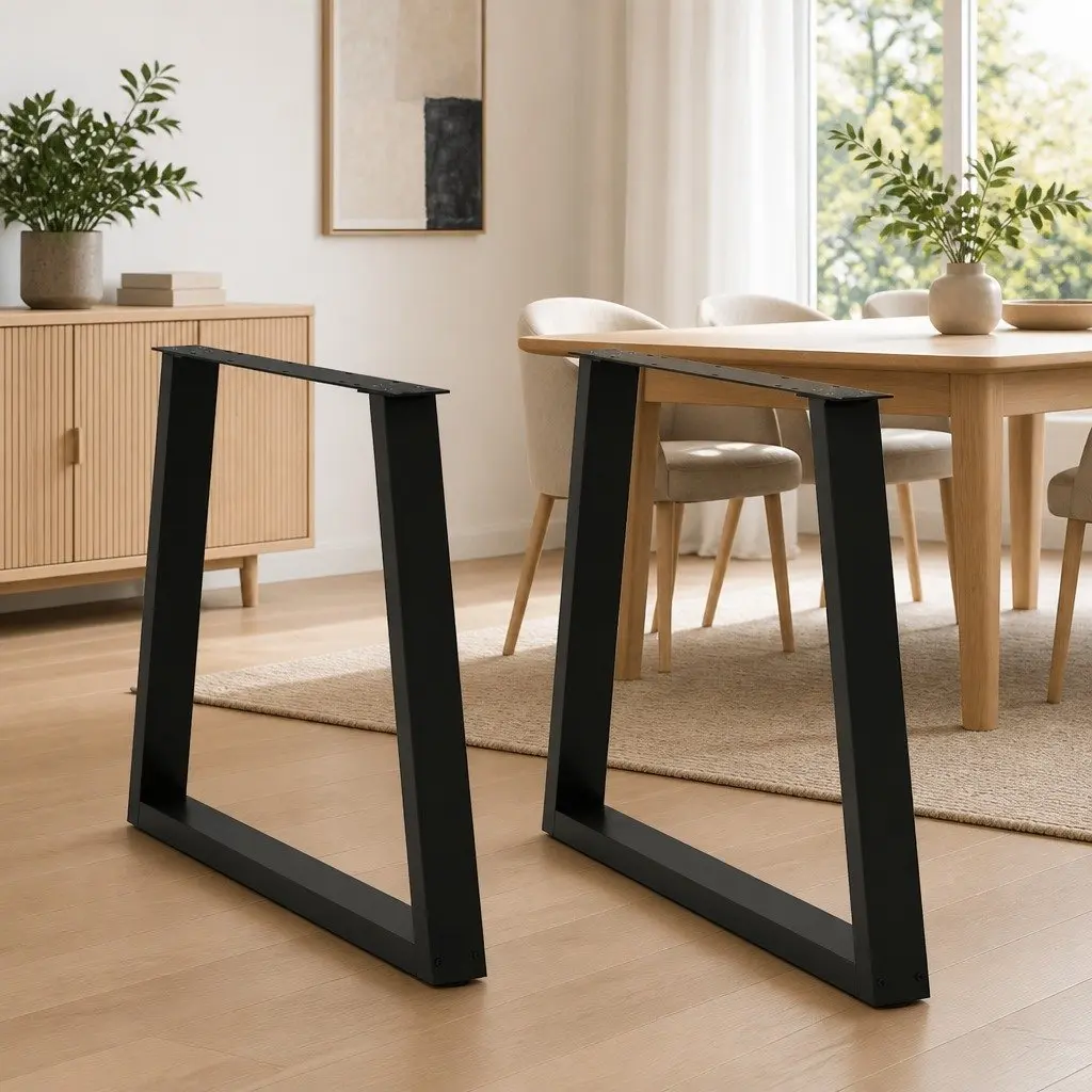 Dining Table Legs V-Shape Steel 2pcs Black 70x72-73.3cm Adjustable Levellers