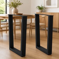 Black V-Shape Dining Table Legs Steel Pair 60x72-73.3cm