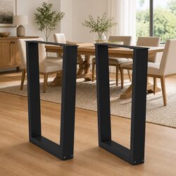 V-Shape Dining Table Legs in Black Steel - 2 Pieces