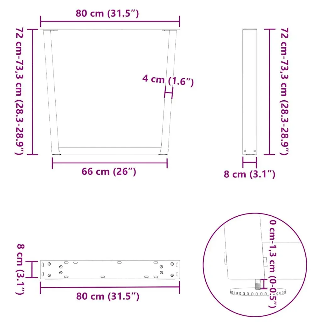 V-Shape Dining Table Legs in Black