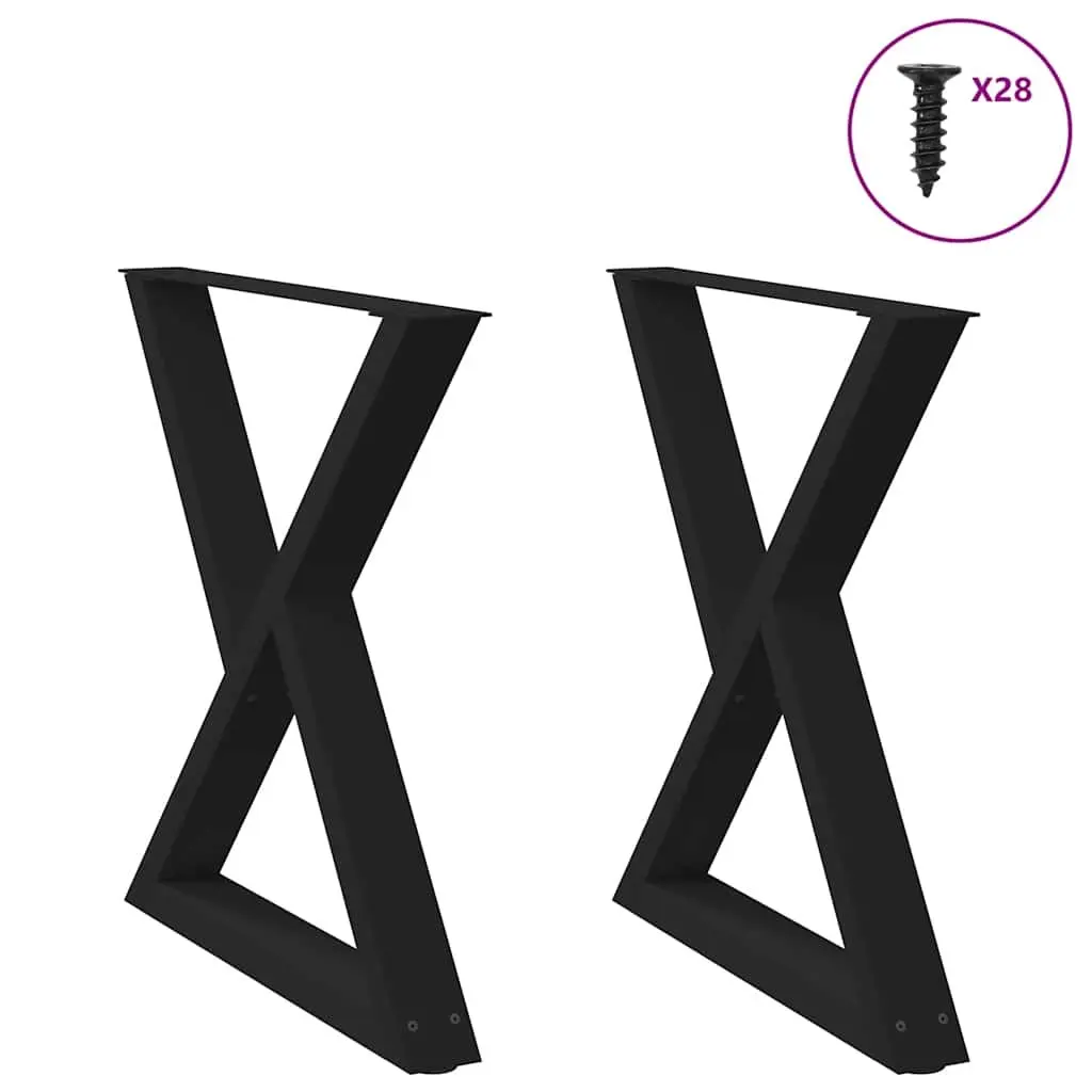 2 pcs Black Dining Table Legs with Adjustable Feet 70x72-73.3cm