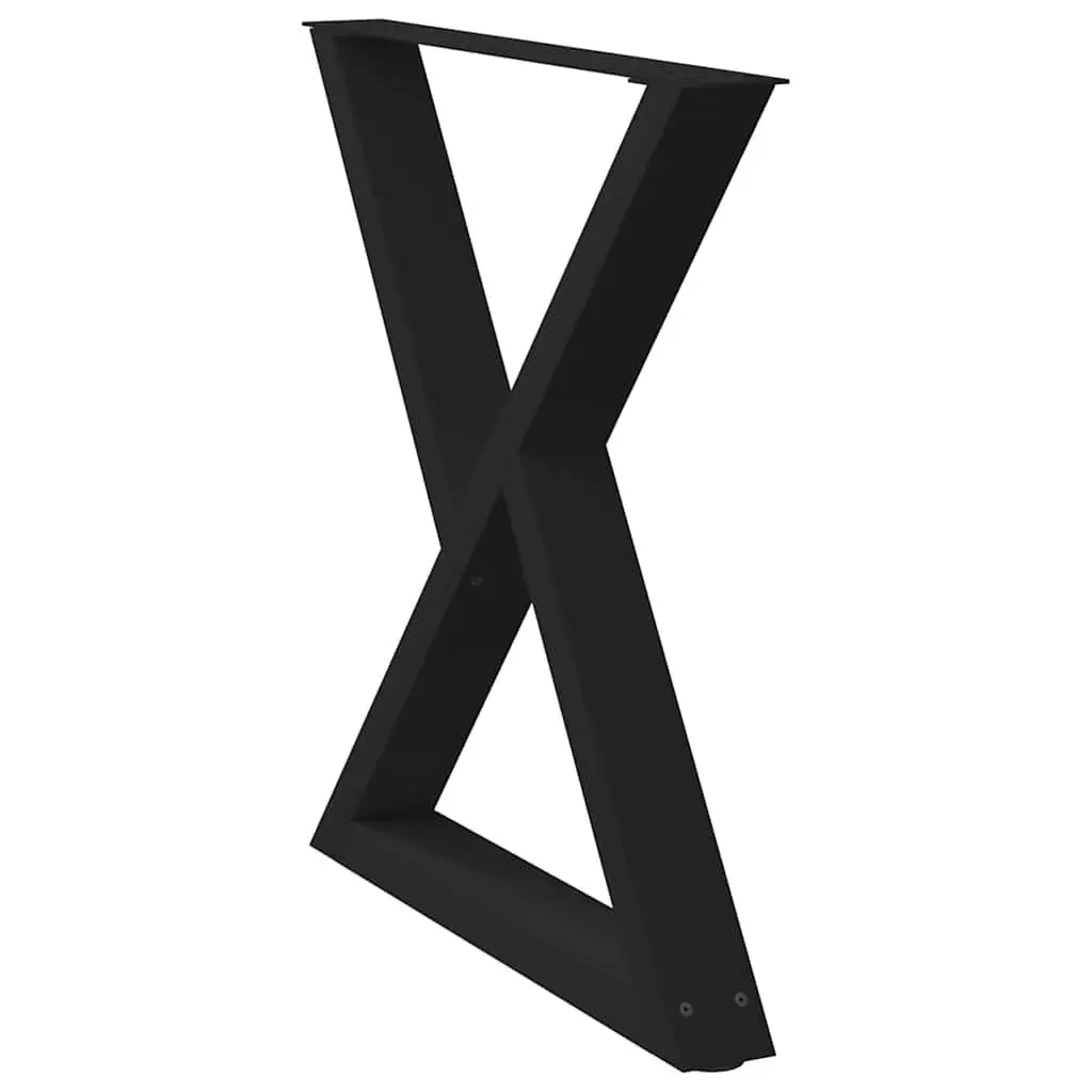 2 pcs Black Dining Table Legs with Adjustable Feet 70x72-73.3cm