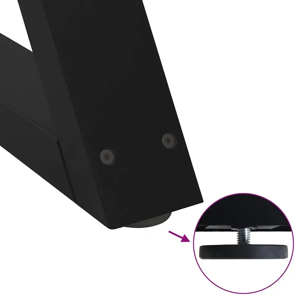 2 pcs Black Dining Table Legs with Adjustable Feet 70x72-73.3cm