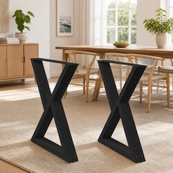 Black Steel Dining Table Legs with Adjustable Levellers