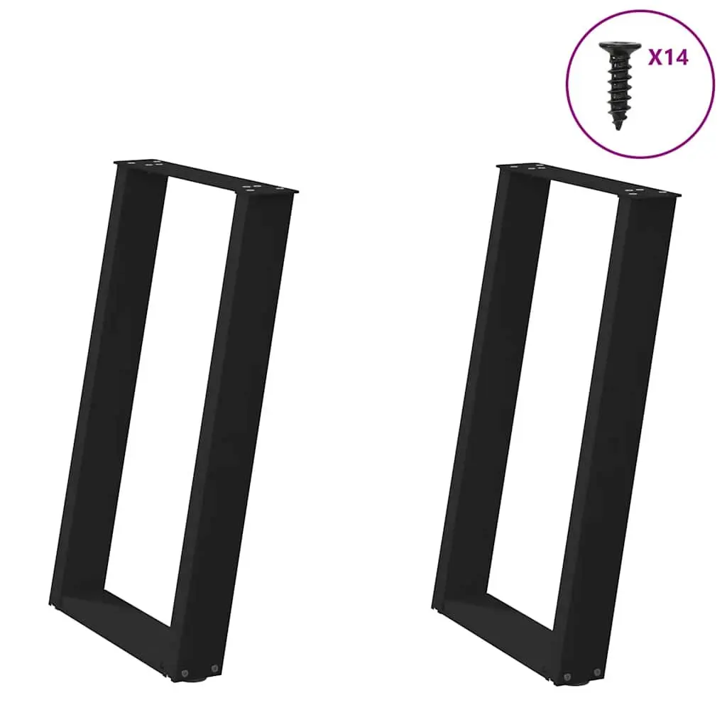 Dining Table Legs U-Shaped Black 60x72-73cm Powder-Coated Steel Set of 2