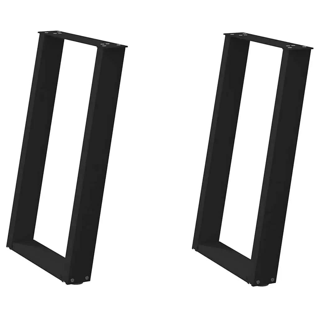 Dining Table Legs U-Shaped Black 60x72-73cm Powder-Coated Steel Set of 2
