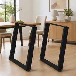 U-Shaped Dining Table Legs in Black Steel, 2 pcs