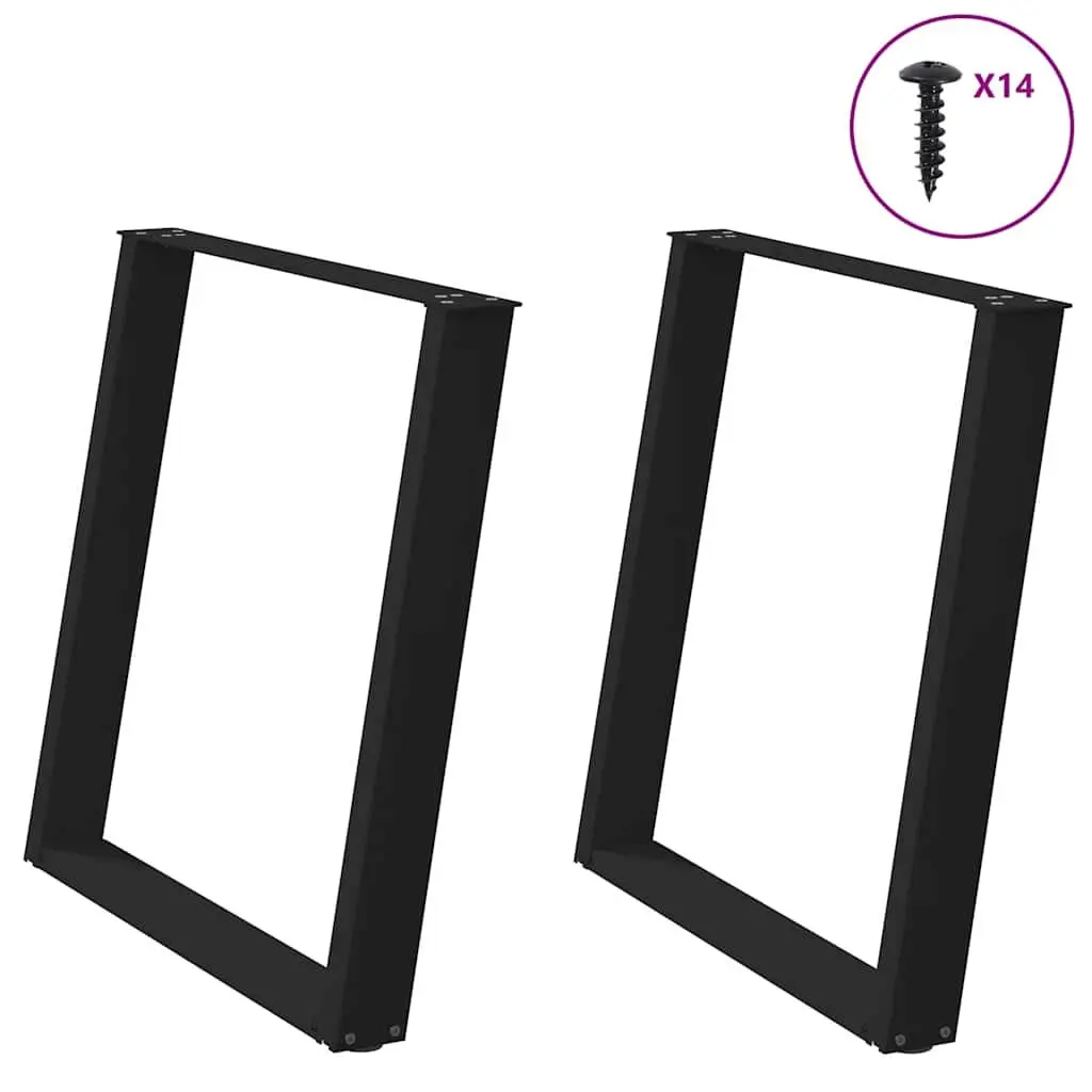 U-Shaped Steel Dining Table Legs 2 pcs Black 80x72-73cm