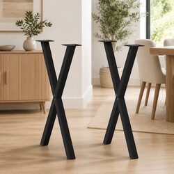 X-Shaped Dining Table Legs in Black - 57x72cm Set