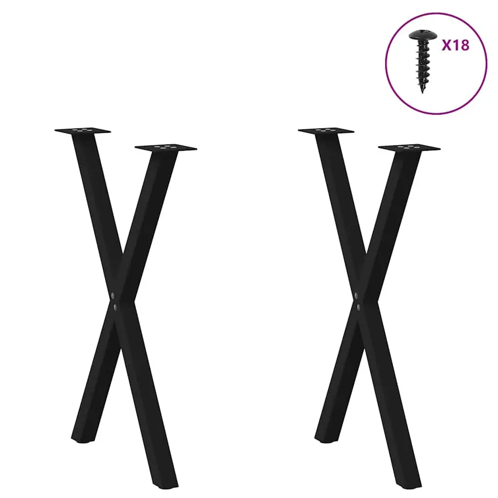 Dining Table Legs X-Shaped Black 57x72cm Steel Support Frame 2 pcs