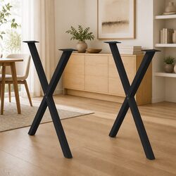 X-Shaped Metal Dining Table Legs - Black, 2 pcs