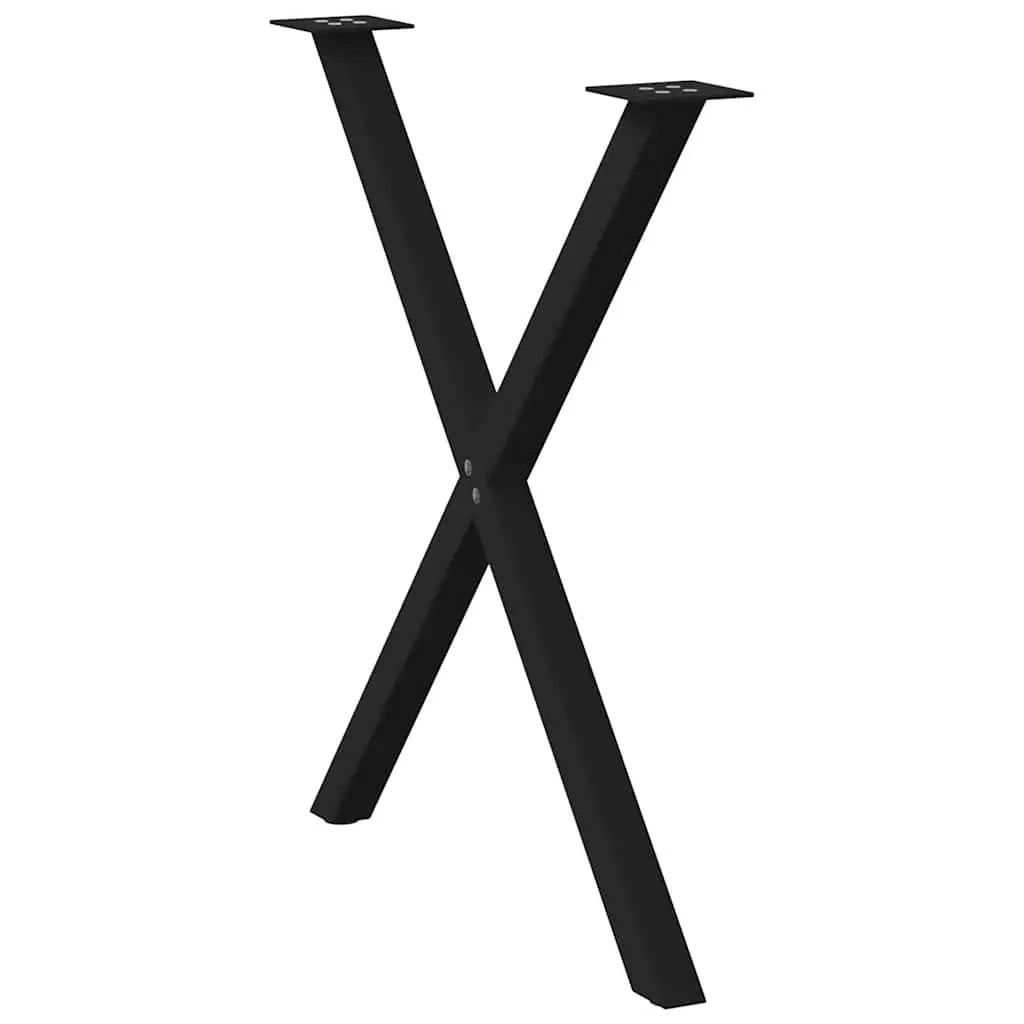 Metal Dining Table Legs Black X-Shaped 70cm 72-73cm Powder-Coated Steel 2 Pieces