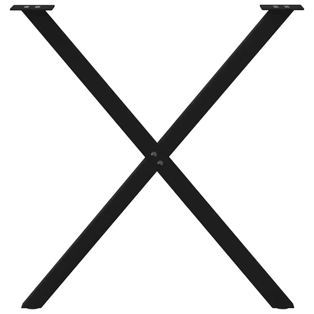 Metal Dining Table Legs Black X-Shaped 70cm 72-73cm Powder-Coated Steel 2 Pieces